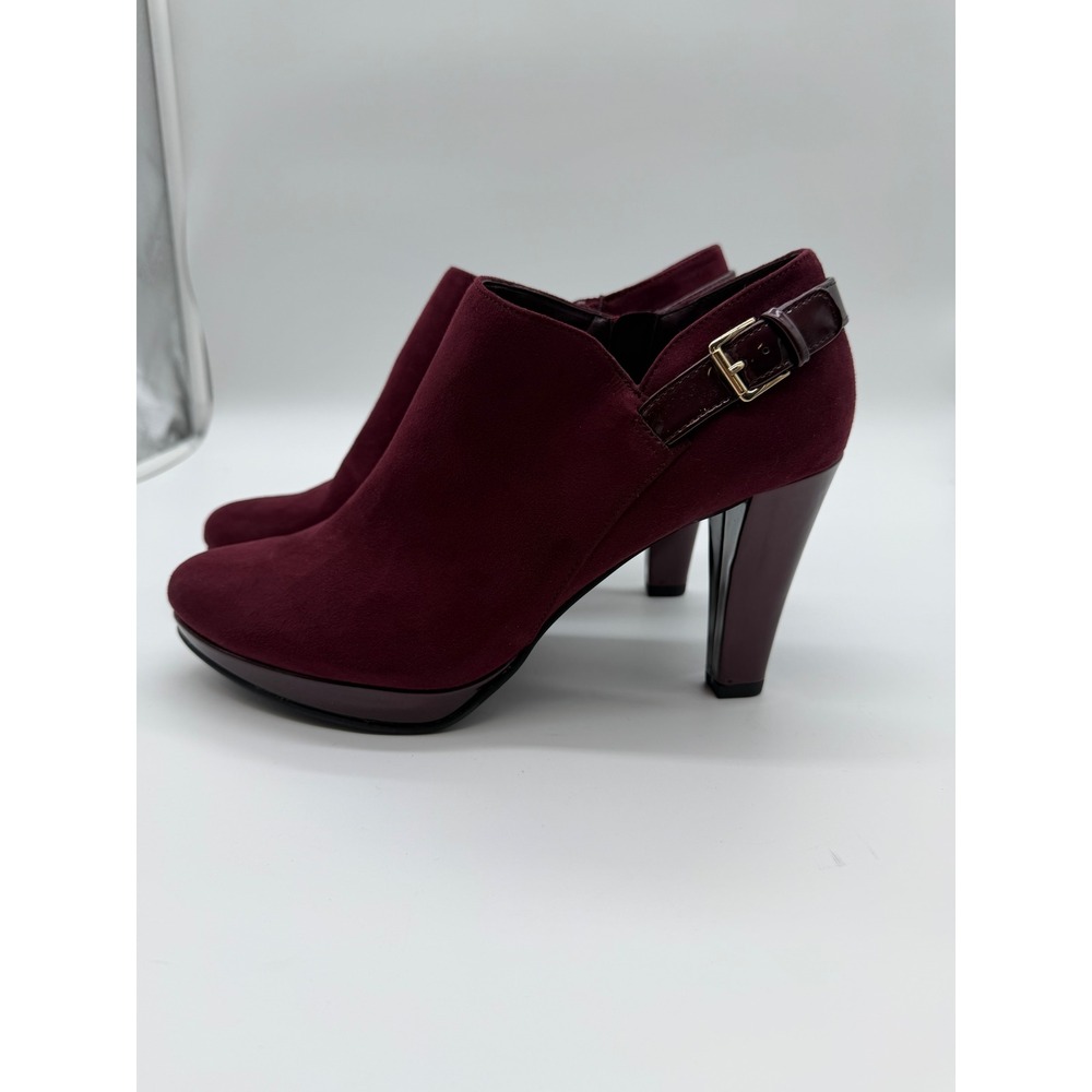 East 5th Esme Wine Burgundy Faux Suede Platform Ankle Booties Heel 9.5 M